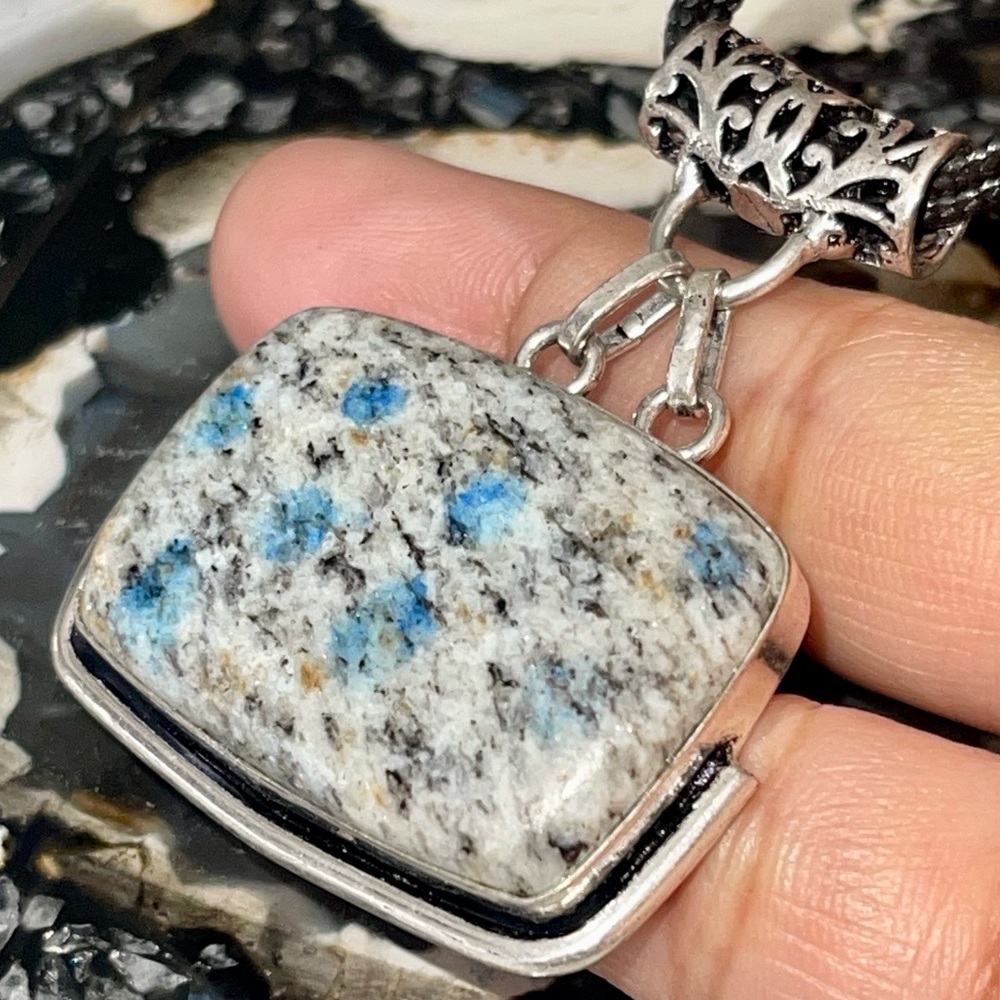 Raindrop Azurite K2 Jasper Pendant 1 1/2” - Picture 6 of 13